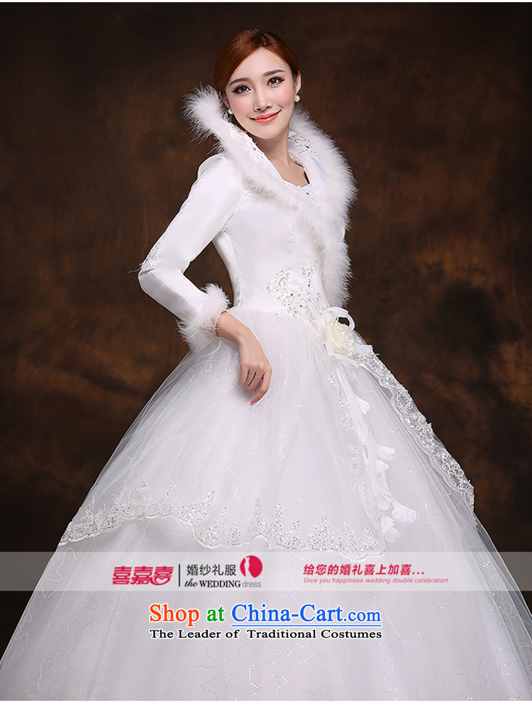 Hei Kaki New 2014 winter wedding deep V-neck collar align to the gross long-sleeved bride winter clothing retro wedding dresses D006 White XL Photo, prices, brand platters! The elections are supplied in the national character of distribution, so action, buy now enjoy more preferential! As soon as possible.
