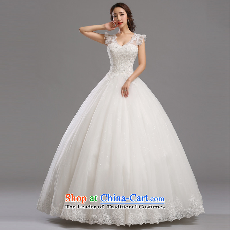 Jie mija wedding dresses2014 new Korean marriages lace shoulders deep V-neck to align the large skirt bon bon strapsM