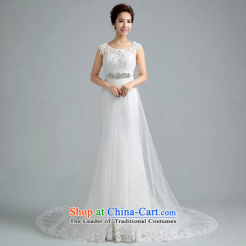 Jie mija wedding dresses new Word 2015 shoulders tail wedding Korean fashion straps for larger crowsfoot wedding S