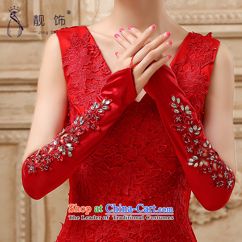 The new 2015 International Friendship red bridal gloves wedding dresses accessories accessories photo building supplies red kits refer to long) 107 Factory Outlet, talks trim (JINGSHI) , , , shopping on the Internet