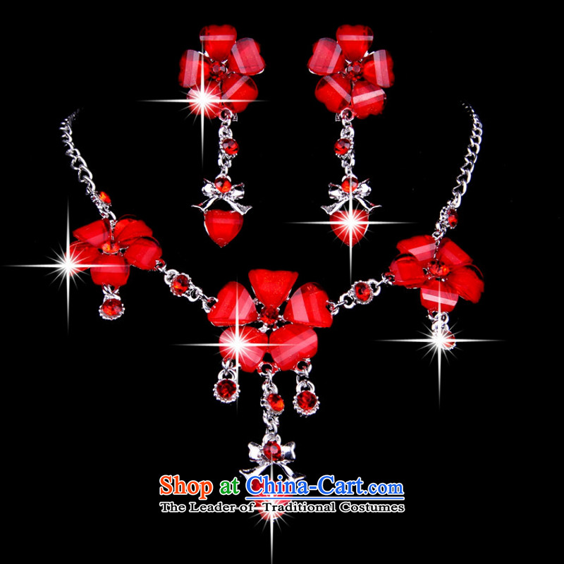 Red jewelry necklaces, earrings wedding dresses accessories, red ornaments R90 red color, as shown so Peng (AIRANPENG) , , , shopping on the Internet