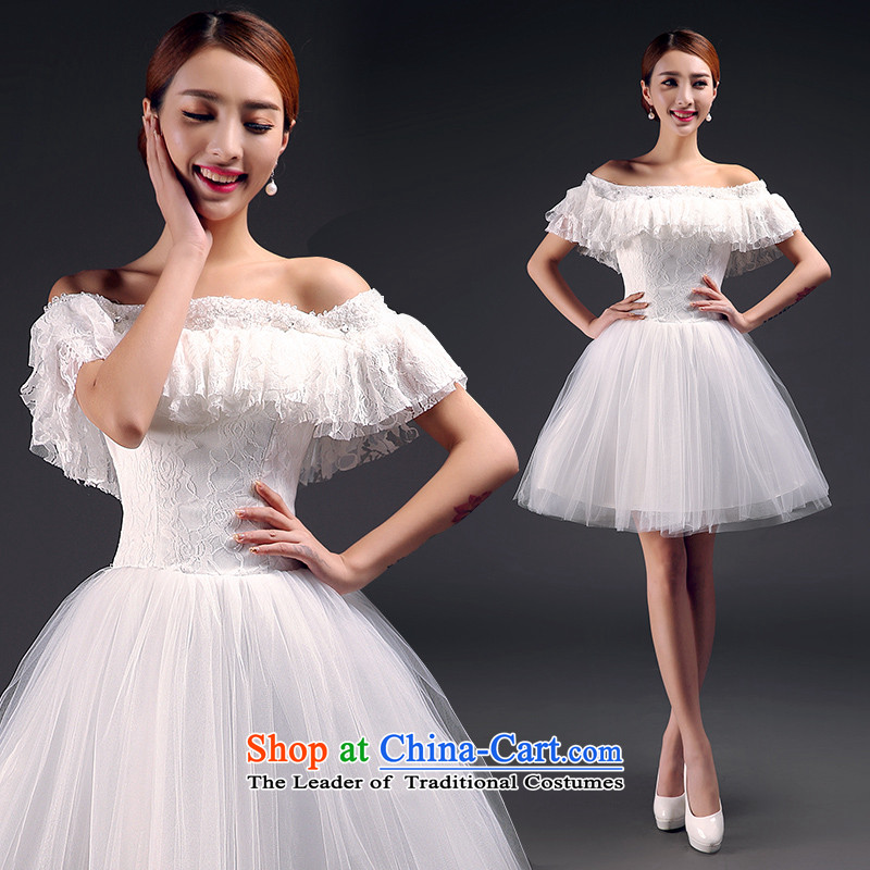 2015 Spring/Summer new bridesmaid dress short of the word wedding dress sister countries shoulder annual small dress dresses moderator girl will betrothal birthday m White XL, Stéphane Yu to , , , shopping on the Internet