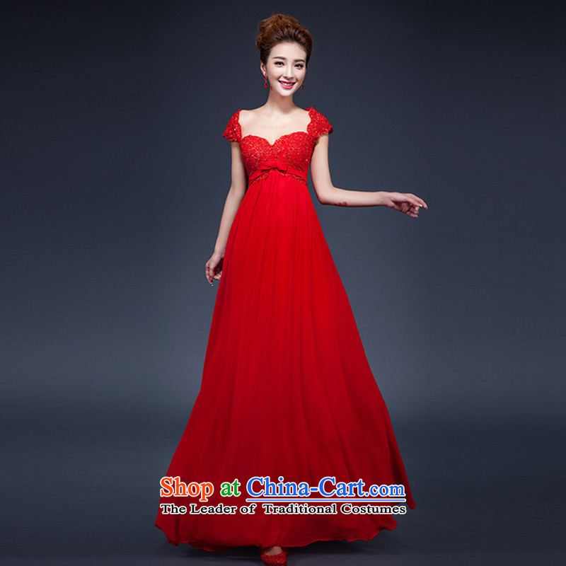 Red bows Service Bridal short of summer 2015, summer new long gown Korean high maternal large waist slotted shoulder Sau San evening dresses moderator female red L low prices and the factory outlets, Stéphane Yu to , , , shopping on the Internet
