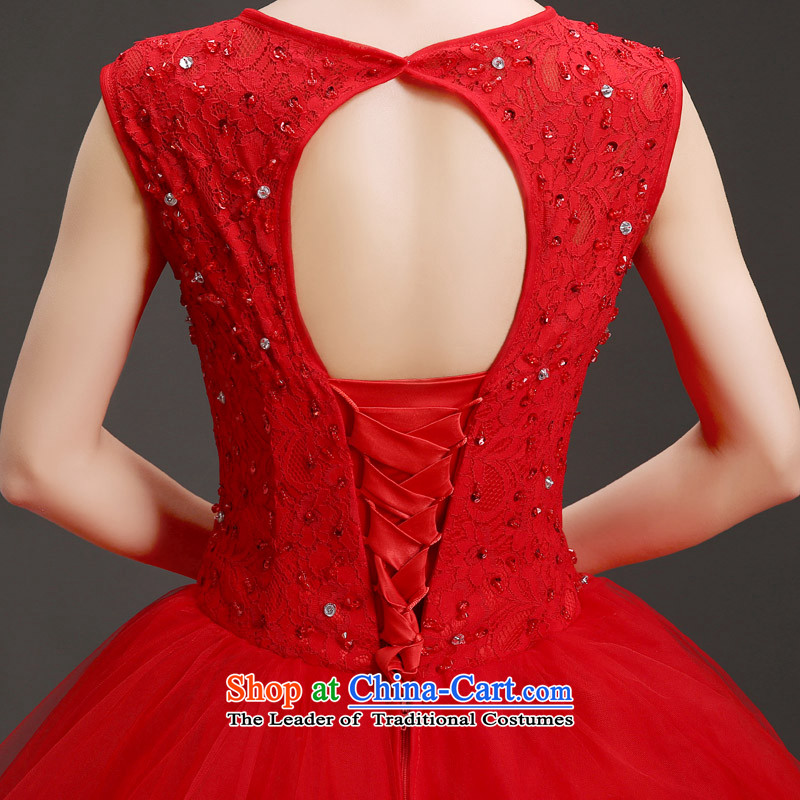 The Friends of the bride wedding dresses Korean version of thin red word marriage shoulder winter, bon bon skirt to align the wedding 2015 winter new wedding red XXL code of the ruler waist 2.4 Yi (LANYI) , , , shopping on the Internet