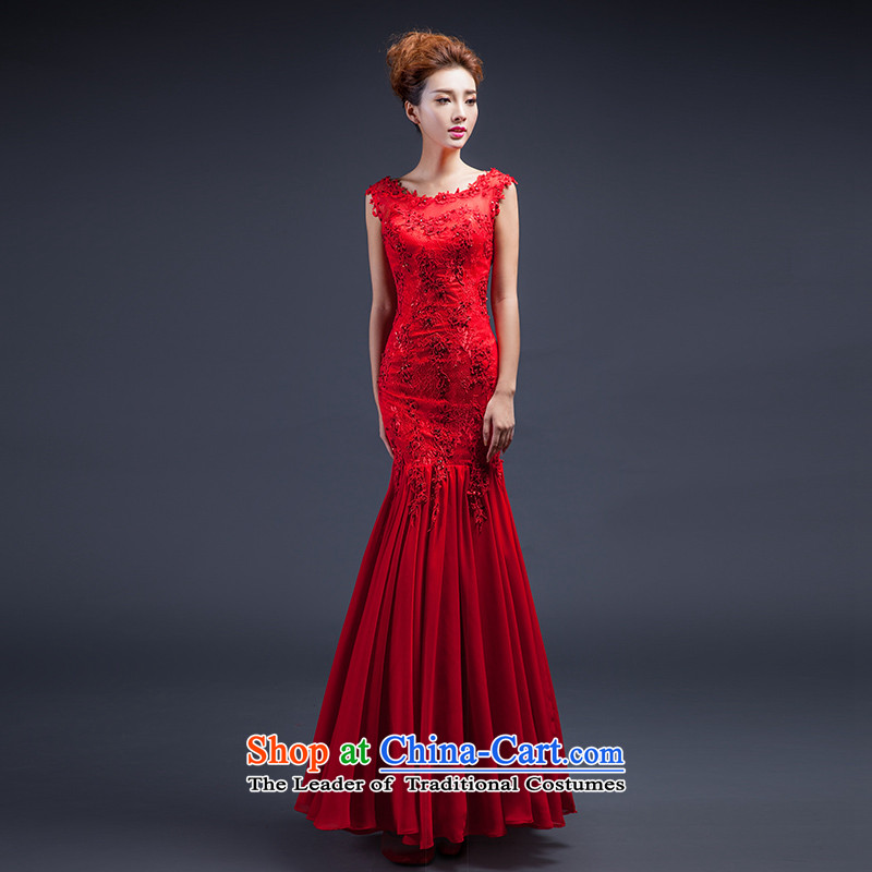 Stéphane Yu in marriages bows long red uniform dress the word   shoulders back crowsfoot dress female red XL high end quality of Stéphane Yu to , , , shopping on the Internet