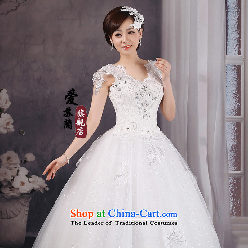 The Korean version of the new high-v-neck and sexy lace strap shoulders wedding flower Wedding Super Video Graphics thin white wedding M love Su-lan , , , shopping on the Internet