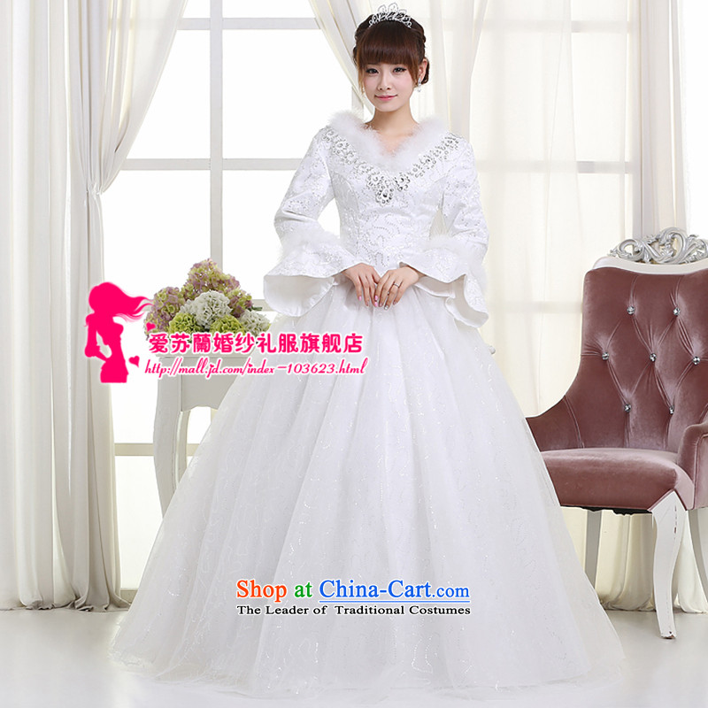Winter, wedding long-sleeved new winter plus cotton dress Korean winter Princess Bride wedding wedding S311 white S love Su-lan , , , shopping on the Internet