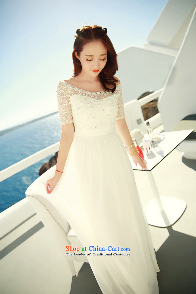 In accordance with the key, 2015 optimized lace chiffon dresses nail pearl bohemian long skirt video thin beachside resorts long skirt White M picture, prices, brand platters! The elections are supplied in the national character of distribution, so action, buy now enjoy more preferential! As soon as possible.