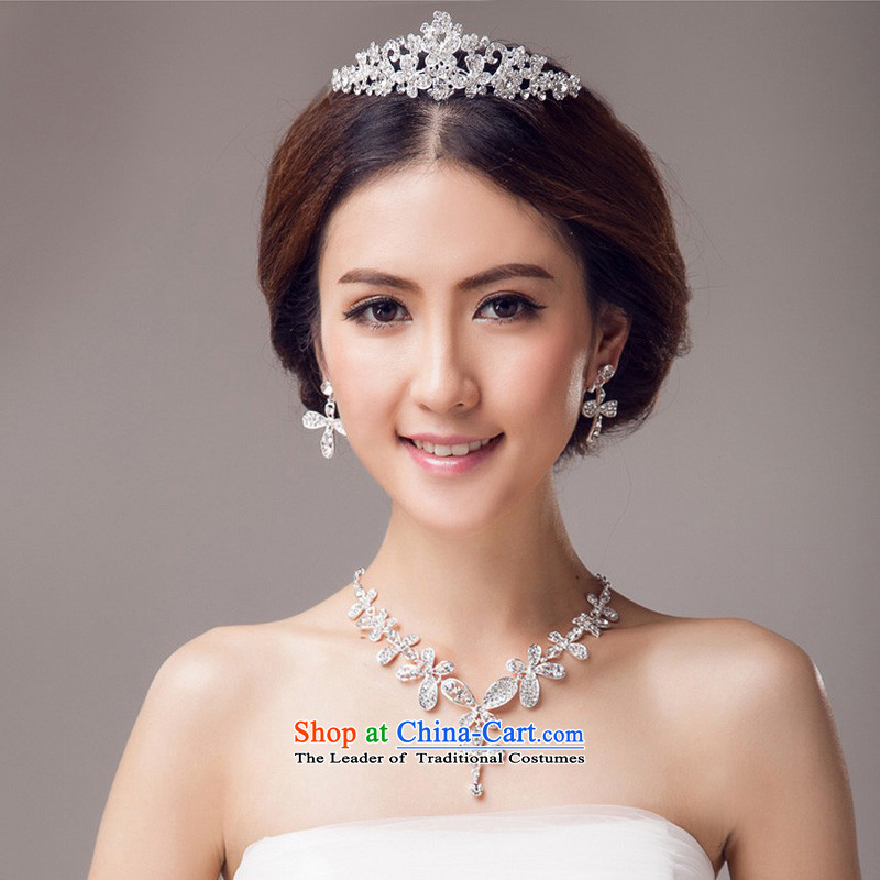 In 2015, Friends bride wedding dresses accessories Korean version of crown necklace earrings three piece wedding wedding dresses marriage with bride jewelry and ornaments ornaments three piece of friends (LANYI) , , , shopping on the Internet