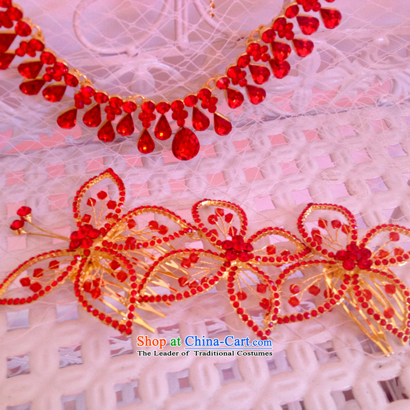 In 2015, Friends bride wedding dresses qipao accessories Korean bridal headdress crown necklace earrings three piece bridal jewelry red wedding dress with head ornaments, Yi (LANYI) , , , shopping on the Internet