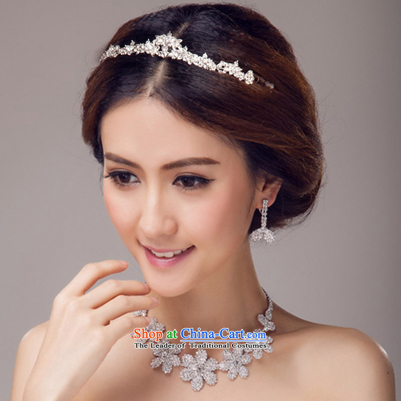 In 2015, Friends bride wedding dresses accessories Korean bridal headdress crown necklace earrings three piece bridal jewelry wedding dress accessory kits, Yi (LANYI) , , , shopping on the Internet