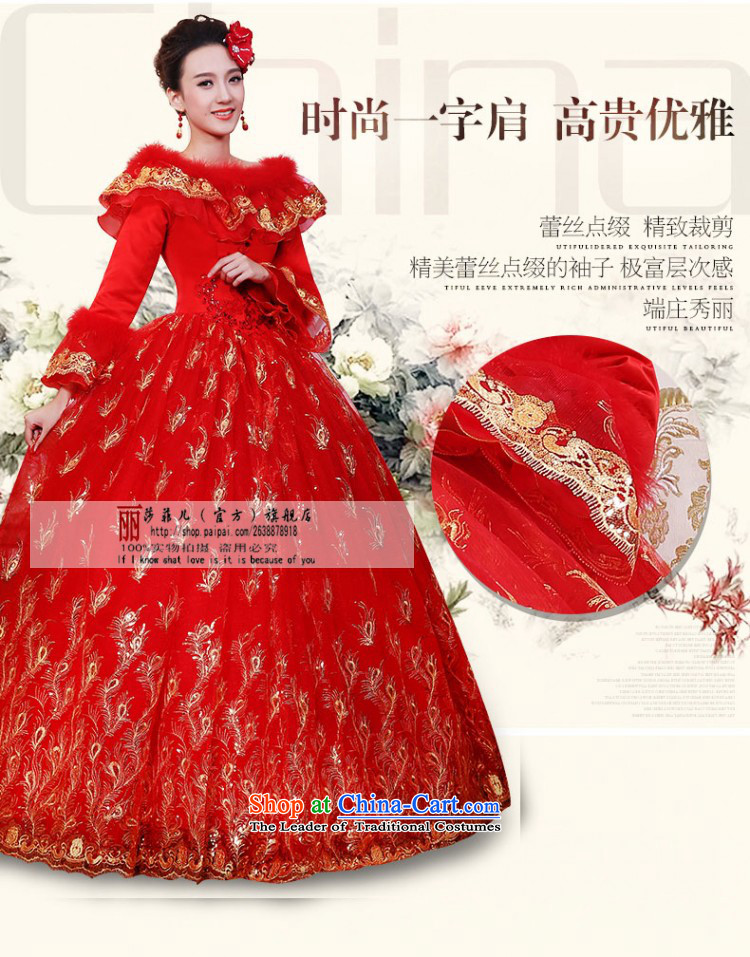 The new 2014 Winter) red cotton wedding word winter your shoulders to long-sleeved wedding dresses Korean wedding lace L package returning picture, prices, brand platters! The elections are supplied in the national character of distribution, so action, buy now enjoy more preferential! As soon as possible.