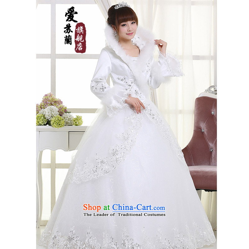Winter clothing bride wedding wedding dresses marriage wedding new wedding warm white wedding XXL, Su-lan , , , Love shopping on the Internet