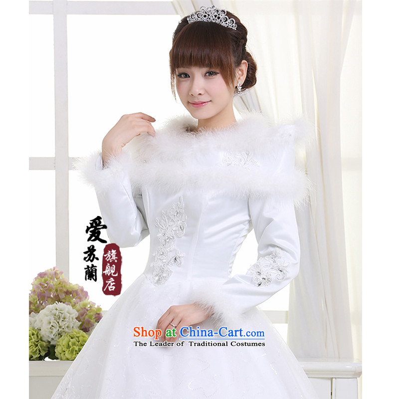 Wedding dresses new 2015 winter plus cotton winter wedding to align the thick winter of long-sleeved white wedding XXL, love Su-lan , , , shopping on the Internet