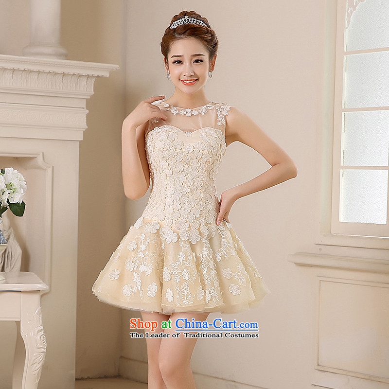 2015 new spring and summer bridesmaid to serve small stylish dresses dress bridesmaid mission sister skirt flowers Dress Short concert services moderator dress female betrothal serving champagne color L, Stéphane Yu to , , , shopping on the Internet
