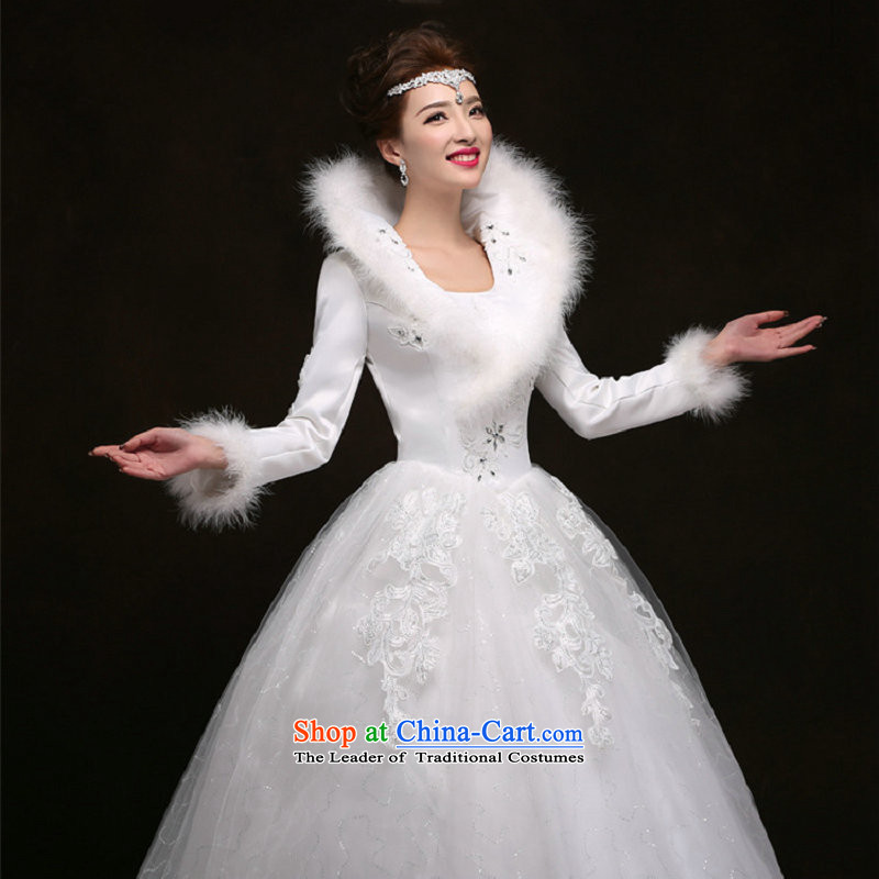 Optimize Hong-winter long-sleeved wedding thick warm winter clothing marriage wedding dresses YSB1132 white S optimized winter-hong has been pressed shopping on the Internet
