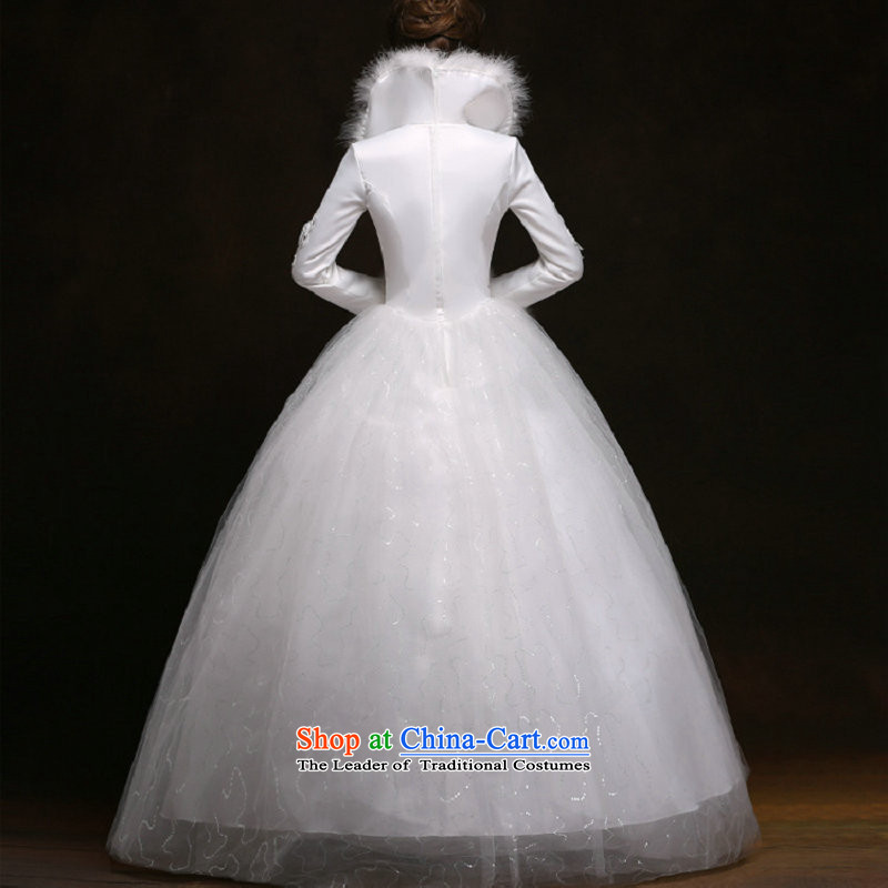Optimize Hong-winter long-sleeved wedding thick warm winter clothing marriage wedding dresses YSB1132 white S optimized winter-hong has been pressed shopping on the Internet