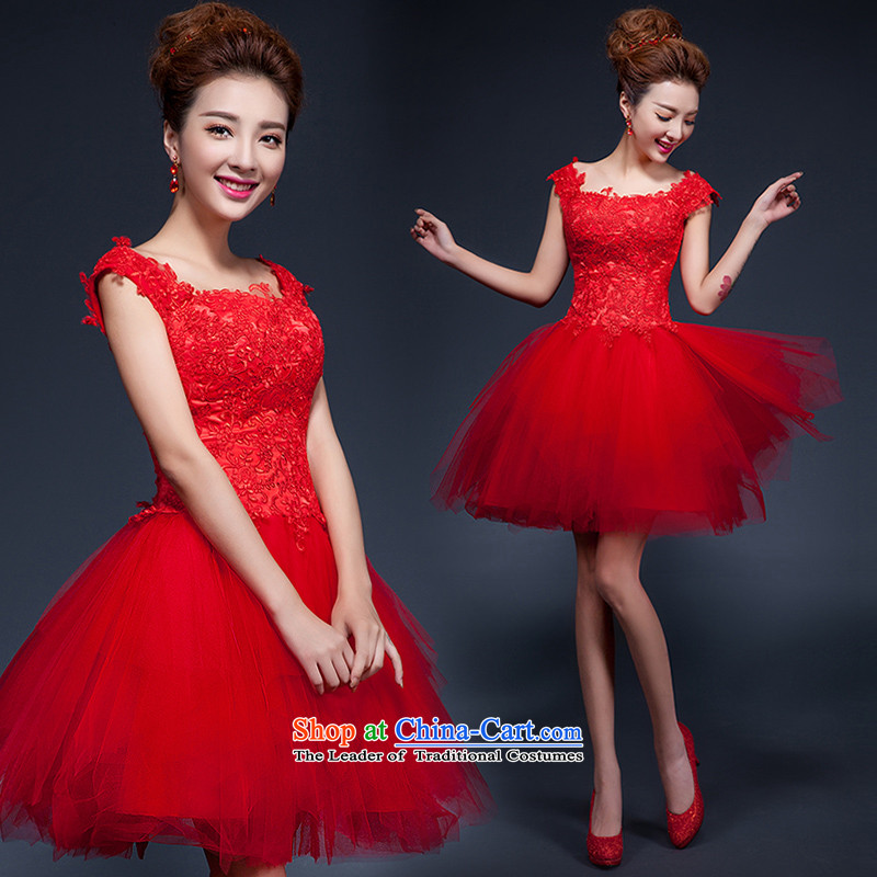 In accordance with the 2015 Jimmy Stphane spring and summer new marriages bows service, red dress the word shoulder wedding set small wedding dresses birthday moderator red?XL