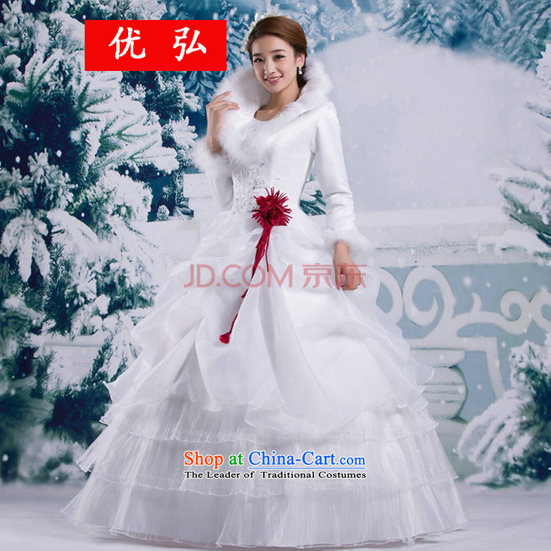 Optimize Hong-winter wedding Korean winter gross for thick winter of long-sleeved_ cotton wedding YSB1133 white?S
