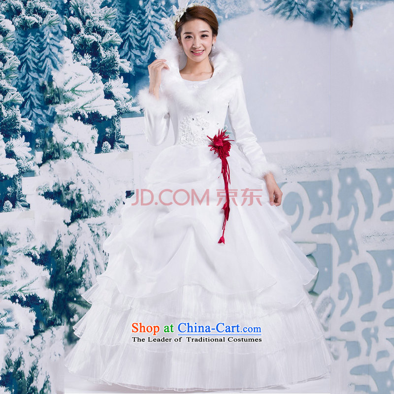 Optimize Hong-winter wedding Korean winter gross for thick winter of long-sleeved) cotton wedding YSB1133 white S, Optimize Hong shopping on the Internet has been pressed.