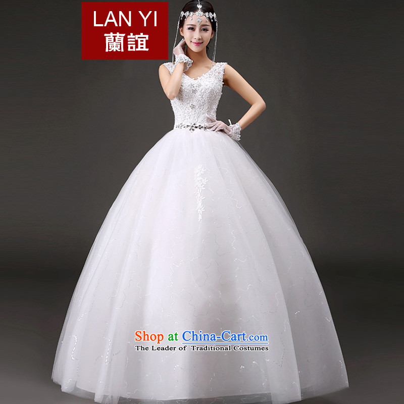 In2015, the new bride friends winter wedding dress Korean version thin shoulders V-Neck Wedding Fashion lace align to wedding quality assuranceXXL code waist 2.4 Feet