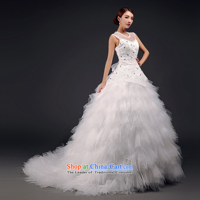 The new Jimmy Stéphane) 2015 Summer wedding dresses Sau San Korean word lace shoulder back small trailing wedding marriages wedding wedding dresses m White S, Stéphane Yu to , , , shopping on the Internet