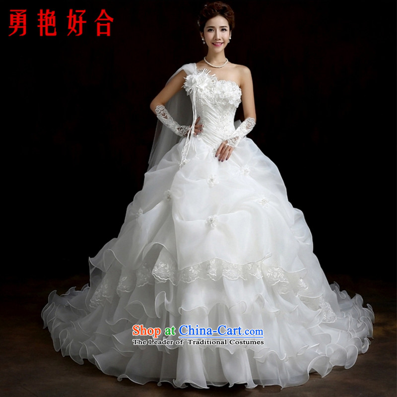 Yong-yeon and 2015 autumn and winter new stylish wedding dresses Korean style to align the shoulder larger Fat MM video thin tail wedding to align the white winter S, Yong-yeon and shopping on the Internet has been pressed.