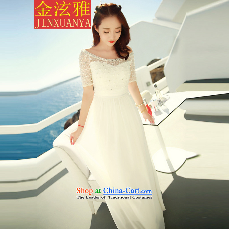 Kim Hyun Nga chiffon lace white dresses nail pearl bohemian long skirt video thin beachside resorts Long skirts sin White?M