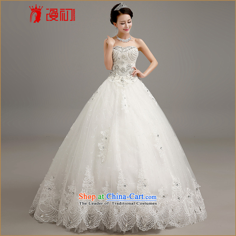 In the early 2015 new man wedding dresses Korean anointed chest lace diamond wedding video thin snap to bon bon skirt wedding WhiteXL code