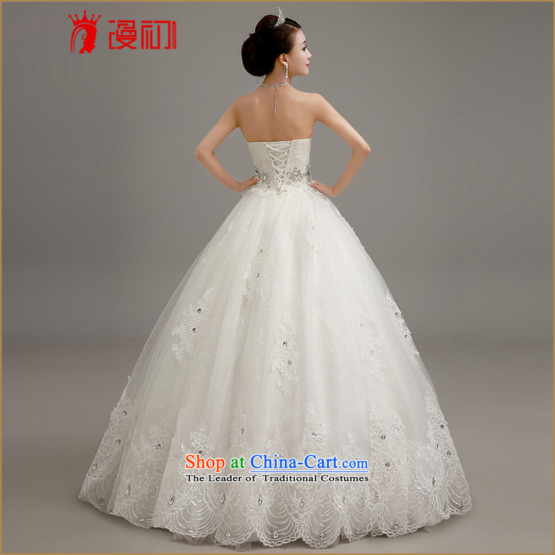 In the early 2015 new man wedding dresses Korean anointed chest lace diamond wedding video thin snap to bon bon skirt wedding White XL code, spilling the early shopping on the Internet has been pressed.