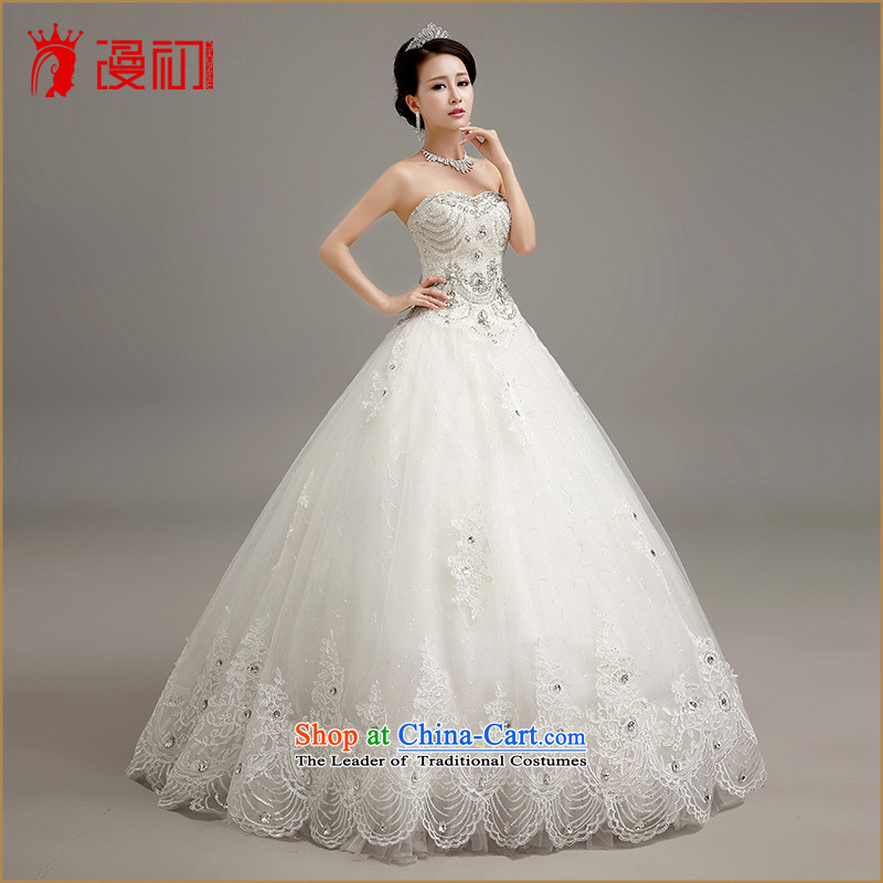 In the early 2015 new man wedding dresses Korean anointed chest lace diamond wedding video thin snap to bon bon skirt wedding White XL code, spilling the early shopping on the Internet has been pressed.