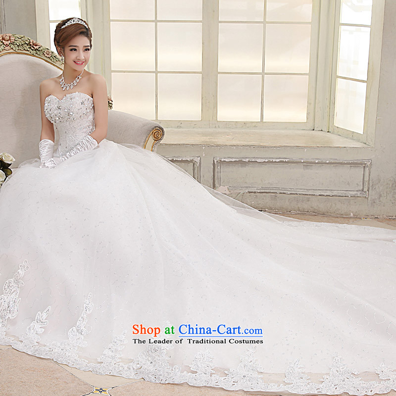 The knot true love wedding dress 2015 new Korean anointed chest diamond marriages to align the tail bon bon skirt straps large white streaks in winter_ 2 M XL