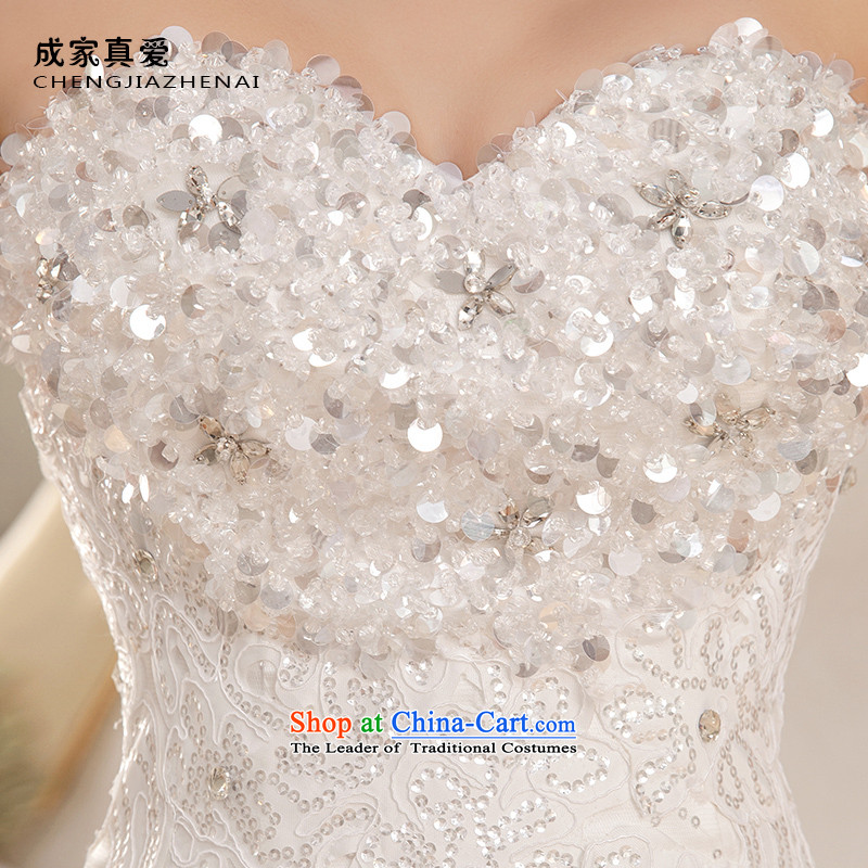 The knot true love wedding dress 2015 new Korean anointed chest diamond marriages to align the tail bon bon skirt straps large white streaks in winter) 2 M XL, Chengjia True Love , , , shopping on the Internet