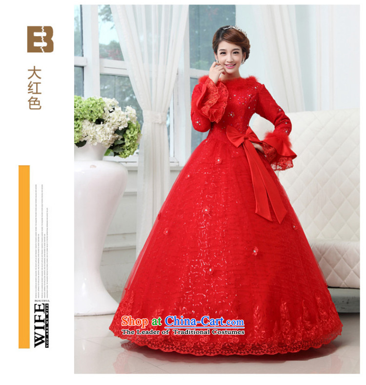 The knot of true love winter lace wedding dresses new Word 2015 shoulder the cotton waffle long-sleeved to align bon bon skirt straps large red , sent three piece XL Photo, prices, brand platters! The elections are supplied in the national character of distribution, so action, buy now enjoy more preferential! As soon as possible.