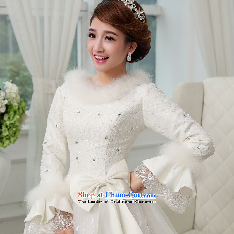 The knot of true love winter lace wedding dresses new Word 2015 shoulder the cotton waffle long-sleeved to align bon bon skirt straps large red , sent three piece XL, Chengjia True Love , , , shopping on the Internet
