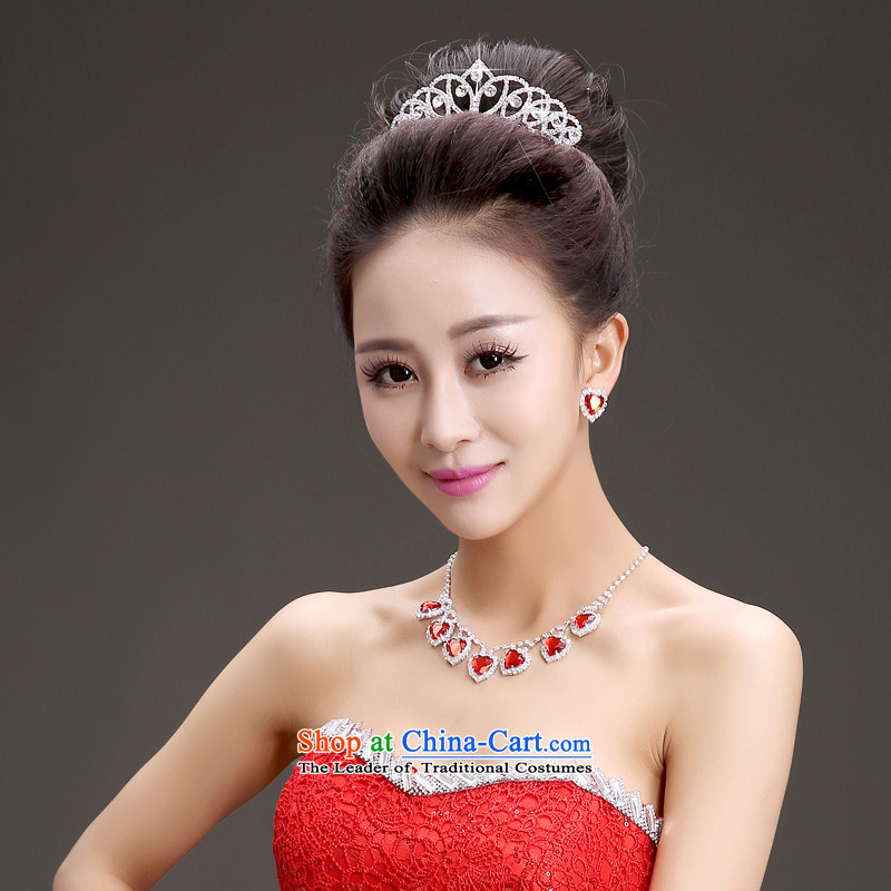 The Friends of the bride wedding dresses accessories Korean version of crown necklace earrings jewelry Korean-style water drilling was adorned with three piece of friends (LANYI) , , , shopping on the Internet