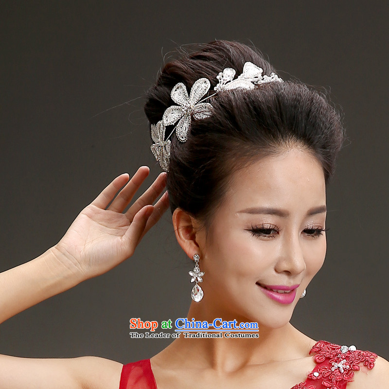 The Friends of the bride wedding dresses accessories Korean Head Ornaments Crown necklace earrings three piece high water drilling head-dress ornaments, Yi (LANYI) , , , shopping on the Internet