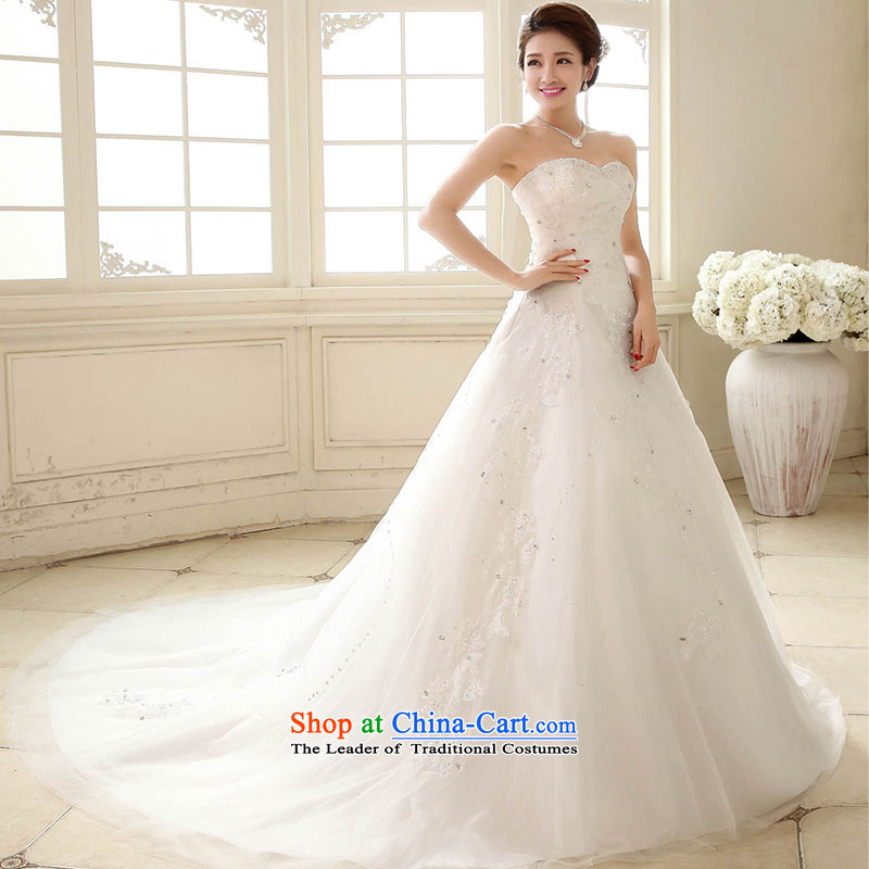 The knot True Love 2015 new Korean alignment with chest white large bride Sau San female wedding dresses trailing white streaks in the winter with 3-piece set , the knot True Love , , , shopping on the Internet