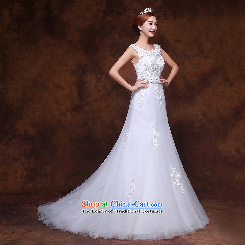 The knot of the word love shoulder tail wedding dresses 2015 new Korean shoulders lace diamond marriages crowsfoot autumn and winter female white XL, married a true love , , , shopping on the Internet