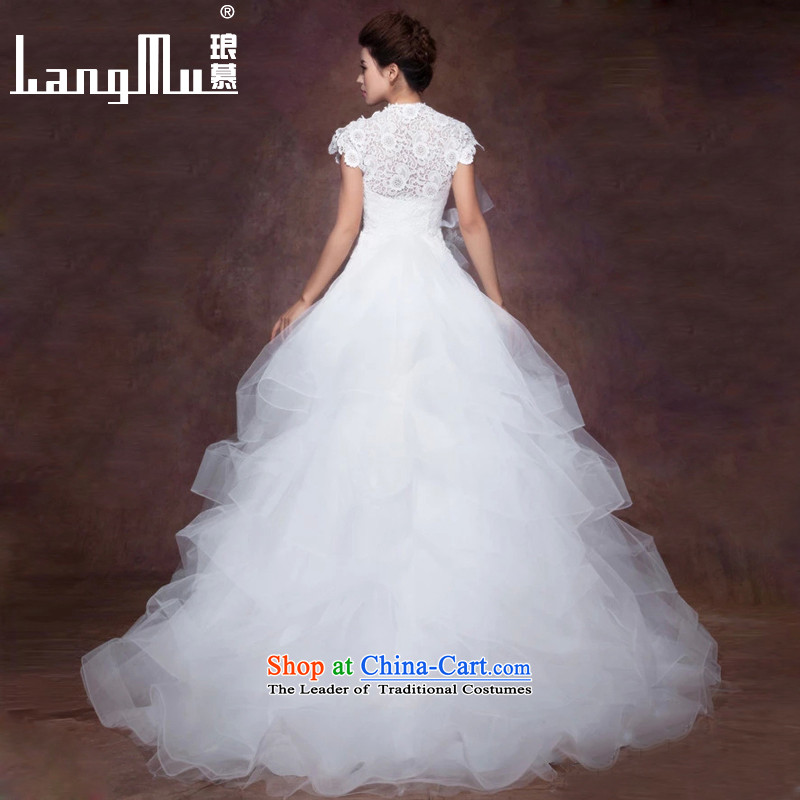 The new 2015 Luang wedding dresses Lace Embroidery Wang weiwei collar double shoulder bags vera tail wedding dresses, L, Luang in wang , , , shopping on the Internet