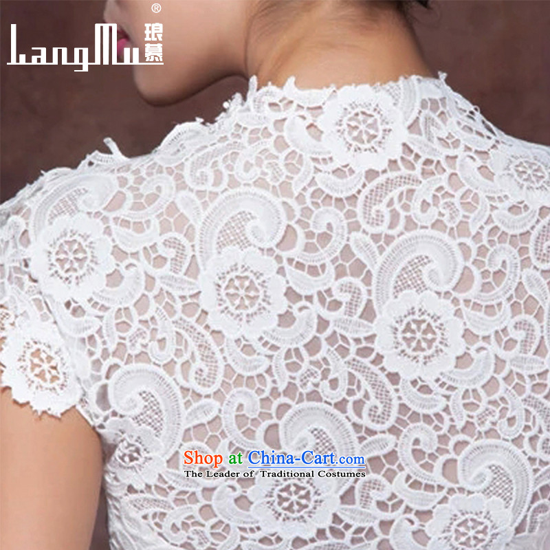 The new 2015 Luang wedding dresses Lace Embroidery Wang weiwei collar double shoulder bags vera tail wedding dresses, L, Luang in wang , , , shopping on the Internet