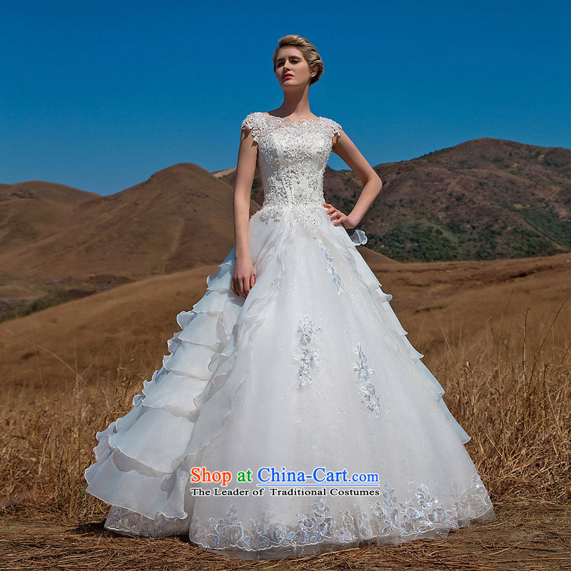 A new 2015 bride retro wedding video word thin lace stereo flower shoulder bon bon Princess 562 short-sleeved) S, a bride shopping on the Internet has been pressed.