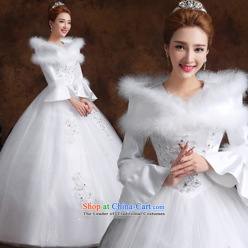 The knot true love wedding dress 2015 new Korean fashion a field to align the shoulder long-sleeved marriages video thin large winter female white , L Chengjia True Love , , , shopping on the Internet