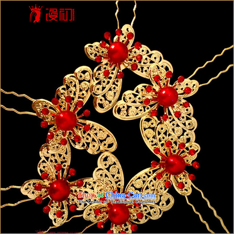 At the beginning of Castores Magi bride kanzashi sub head-dress ornaments marriage bride hair decorations red wedding dresses qipao butterfly Hair ornaments of the red, spilling the early shopping on the Internet has been pressed.