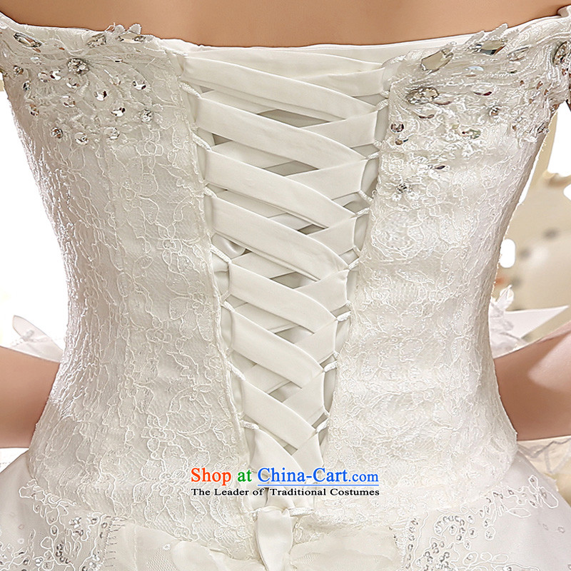 2015 new white women wedding dresses Married Quarter Korean word shoulder retro lace, m White XL, Charlene HS595 spirit has been pressed shopping on the Internet