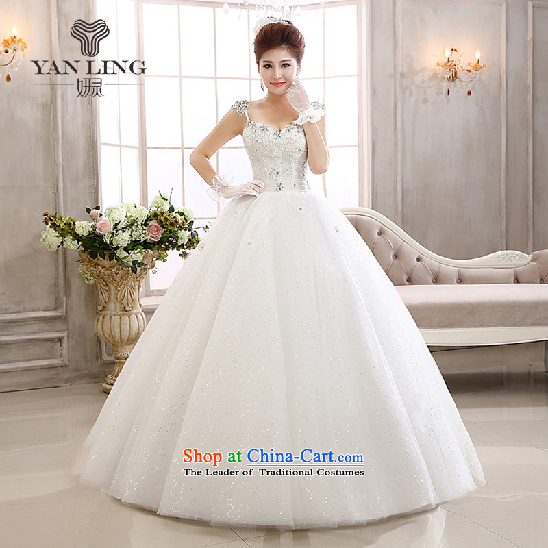 The 2015 New lace flash drill to align the shoulder strap Fung skirt The Princess Bride marriage wedding dresses HS592 whiteS