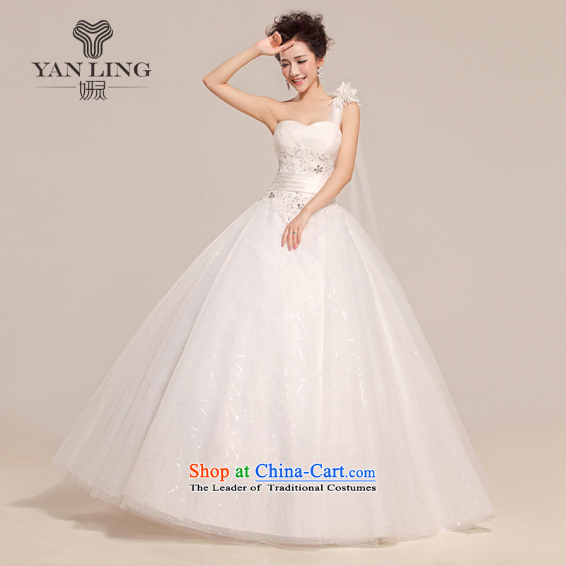 2015 new wedding dresses to align the shoulder and chest bride wedding HS509 white?L