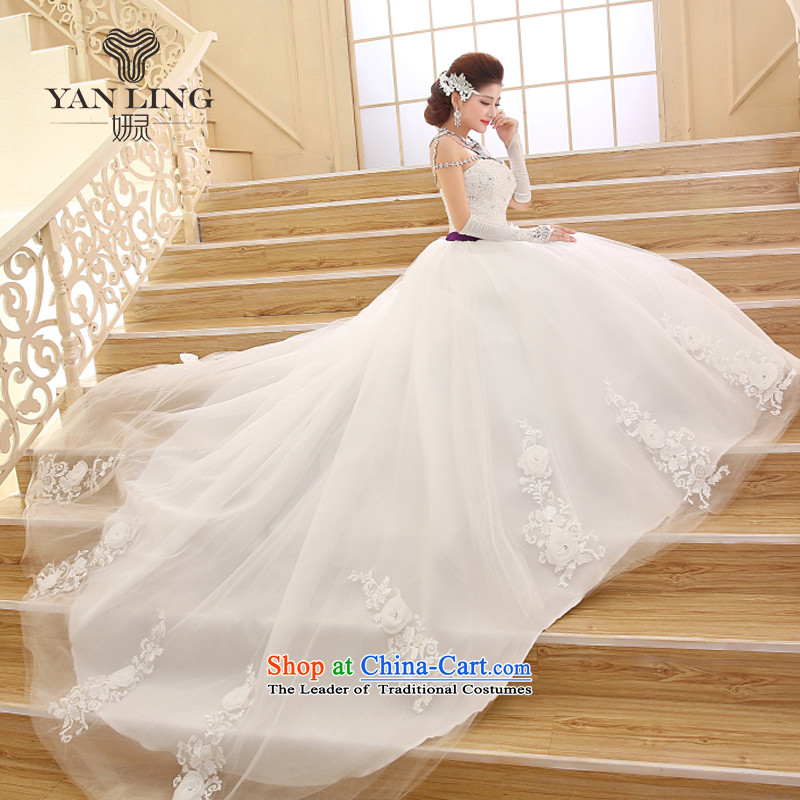 The Korean version of the 2015 new high-fashion waist bride tail wedding V-neck and chest straps dress HS570 XXL, white spirit has been pressed Yeon shopping on the Internet