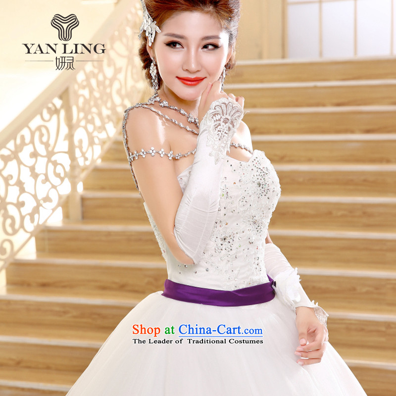 The Korean version of the 2015 new high-fashion waist bride tail wedding V-neck and chest straps dress HS570 XXL, white spirit has been pressed Yeon shopping on the Internet
