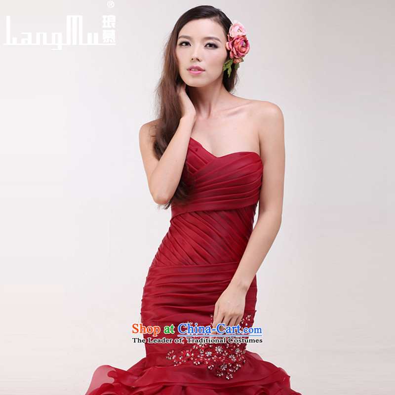 The new 2015 Luang bride wedding dresses vera Wang wiping the chest and Foutune of flower package wedding weiwei-wine red high-end custom, Luang in , , , shopping on the Internet